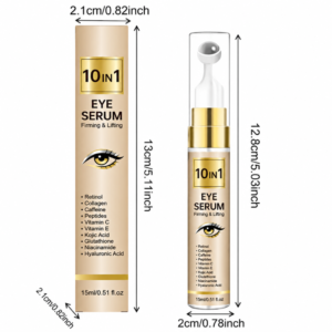 Retinol Eye Cream for Dark Circles & Puffiness – 10-in-1 Instant Tightening Eye Cream with Caffeine, Collagen & Massage Applicator for Fine Lines (Light Beige)