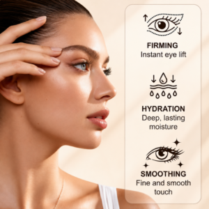 Retinol Eye Cream for Dark Circles & Puffiness – 10-in-1 Instant Tightening Eye Cream with Caffeine, Collagen & Massage Applicator for Fine Lines (Light Beige)