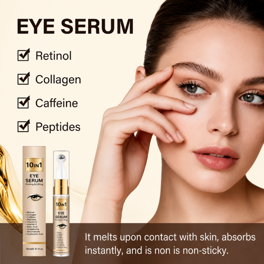 Retinol Eye Cream for Dark Circles & Puffiness – 10-in-1 Instant Tightening Eye Cream with Caffeine, Collagen & Massage Applicator for Fine Lines (Light Beige) - Image 4