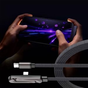 240W Fast Charging Cable with Phone Stand (1.5m) – USB-C to C Braided Data Cord for iPhone 17, 16, 15, Samsung & Laptops
