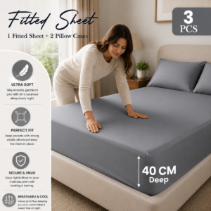 40cm Extra Deep Fitted Sheet Double – Hotel Quality Microfibre Bedding – Soft, Breathable & Wrinkle-Free – Single Double King Sizes, Grey