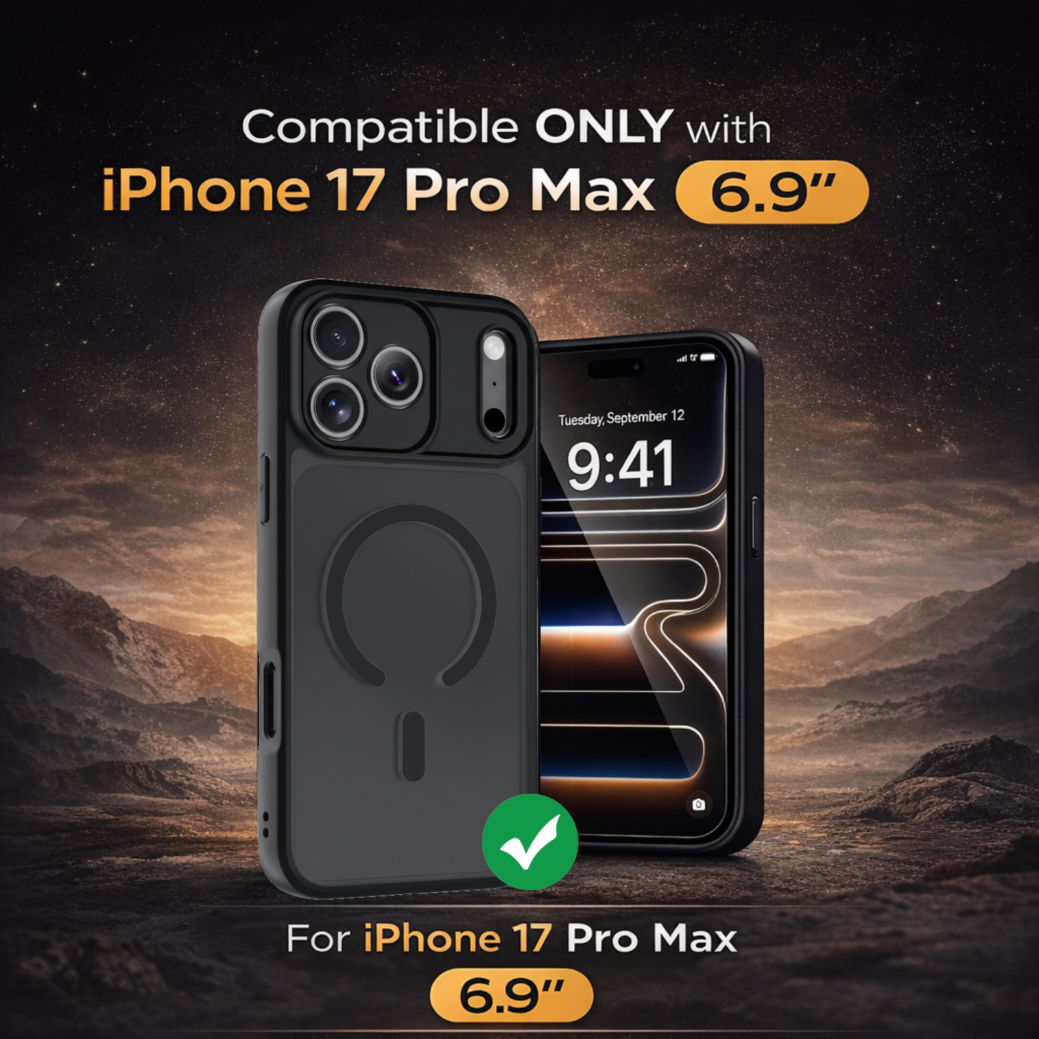 iPhone 17 Pro Max Case 3-in-1 Protection- Military-Grade Shockproof Case with Tempered Glass Screen Protector and Camera Lens Shield – Black - Image 5