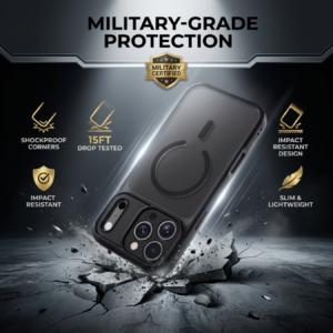 iPhone 17 Pro Max Case 3-in-1 Protection- Military-Grade Shockproof Case with Tempered Glass Screen Protector and Camera Lens Shield – Black