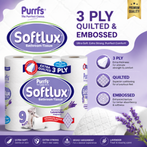 Softlux 3-Ply Toilet Rolls (45 Pack) - Luxury Quilted Bulk Toilet Tissue - Scented Premium Strength Bathroom Rolls UK