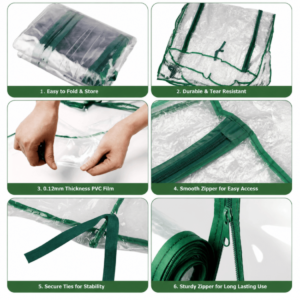4 Tier Mini Greenhouse with Metal Frame (130cm) – Portable Walk-In Plant Grow House & Cold Frame for Garden, Patio & Balcony – Waterproof PVC Cover