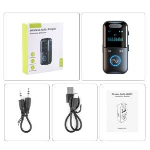 2-in-1 Bluetooth 5.0 Transmitter & Receiver - Wireless 3.5mm Aux Audio Adapter for TV, Car, Headphones & HiFi Speakers, Low Latency MP3 Music Player