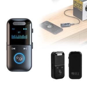 2-in-1 Bluetooth 5.0 Transmitter & Receiver - Wireless 3.5mm Aux Audio Adapter for TV, Car, Headphones & HiFi Speakers, Low Latency MP3 Music Player