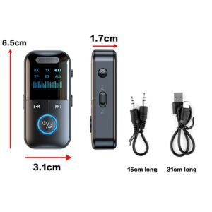 2-in-1 Bluetooth 5.0 Transmitter & Receiver - Wireless 3.5mm Aux Audio Adapter for TV, Car, Headphones & HiFi Speakers, Low Latency MP3 Music Player
