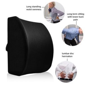 Memory Foam Lumbar Support Pillow - Orthopedic Back Rest Cushion for Office Chair, Car Seat & Wheelchair - Ergonomic Sciatica & Posture Pain Relief