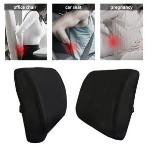 Memory Foam Lumbar Support Pillow - Orthopedic Back Rest Cushion for Office Chair, Car Seat & Wheelchair - Ergonomic Sciatica & Posture Pain Relief