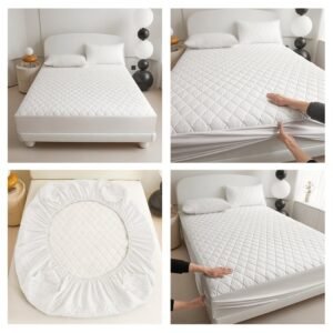 Waterproof Mattress Protector Double Bed – Extra Deep 40cm Fitted Skirt – Breathable & Hypoallergenic Mattress Encasement Comfort Bed Cover