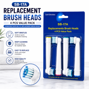 Oral B Compatible Toothbrush Heads (4 Pack) – Precision Clean Electric Replacement Brush Heads for SB-17A Smart & Vitality Handles