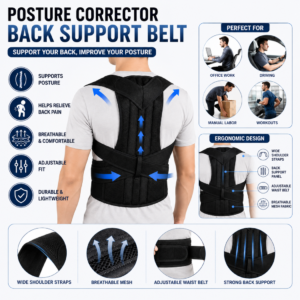 Adjustable Posture Corrector for Men & Women – Full Back Support Brace for Pain Relief, Shoulder & Lumbar Support