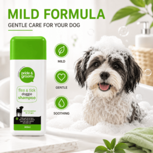 Pride & Groom Flea and Tick Dog Shampoo 300ml - Mild Formulation for All Breeds