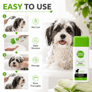 Pride & Groom Flea and Tick Dog Shampoo 300ml - Mild Formulation for All Breeds