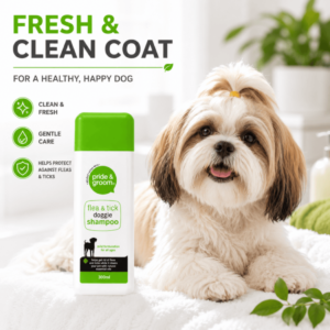 Pride & Groom Flea and Tick Dog Shampoo 300ml - Mild Formulation for All Breeds