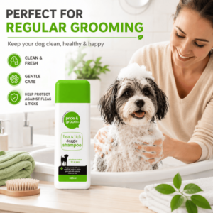 Pride & Groom Flea and Tick Dog Shampoo 300ml - Mild Formulation for All Breeds