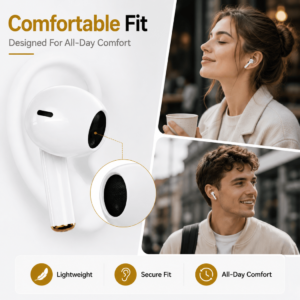Wireless Earbuds with LED Power Display – Bluetooth Headphones with ENC Noise Cancelling & Deep Bass, Sports Earphones for Gym & Running