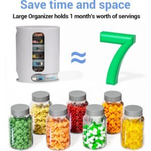 Weekly Pill Organiser 7 Day, Extra Large Pill Box for Vitamins & Fish Oil – XL Medication Case with Easy-Open Lids (BPA-Free)