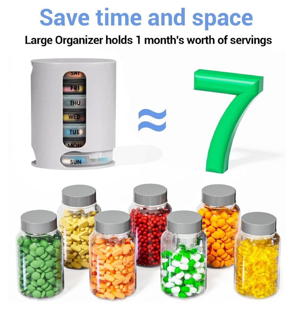 Weekly Pill Organiser 7 Day, Extra Large Pill Box for Vitamins & Fish Oil – XL Medication Case with Easy-Open Lids (BPA-Free) - Image 3