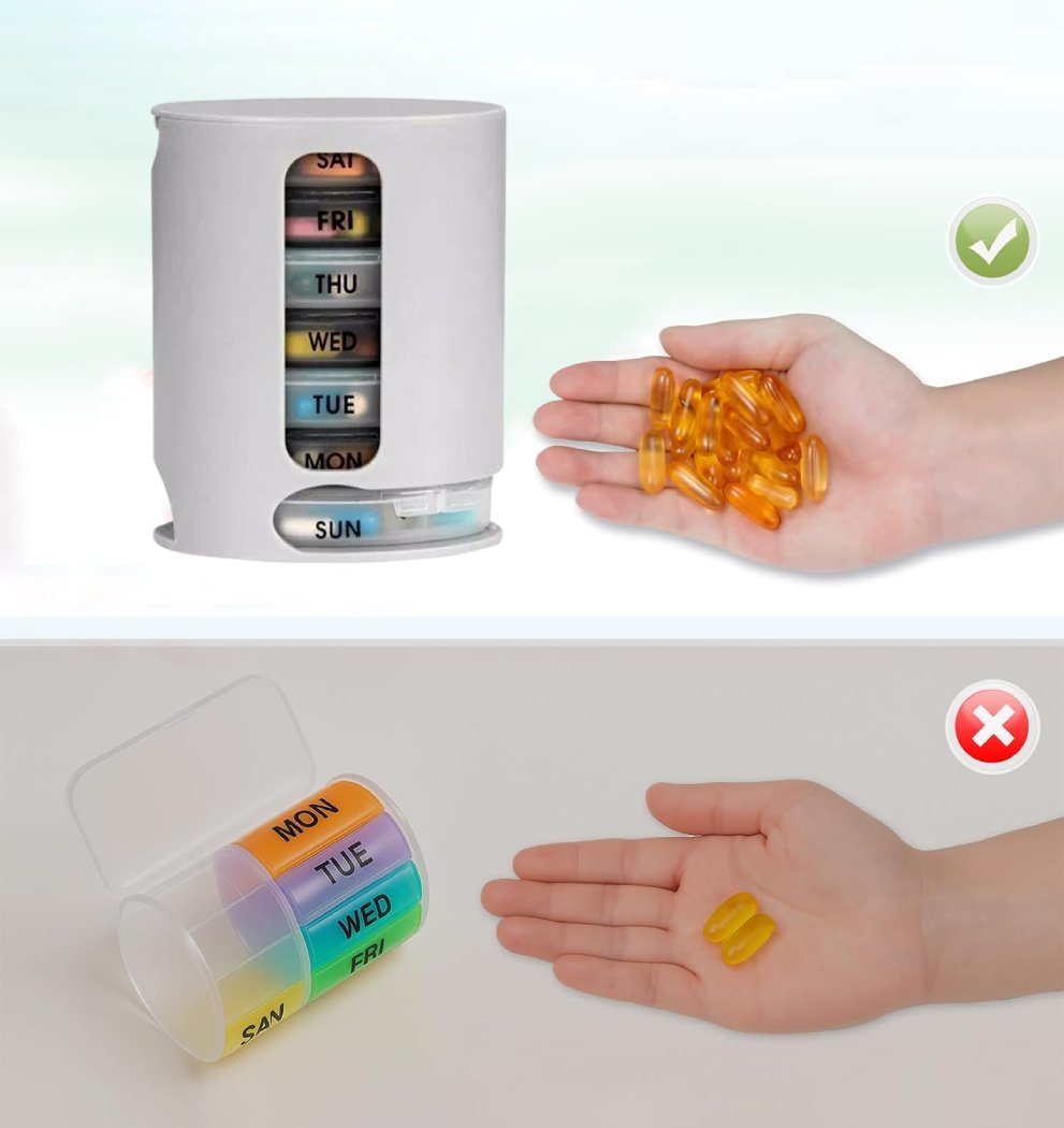 Weekly Pill Organiser 7 Day, Extra Large Pill Box for Vitamins & Fish Oil – XL Medication Case with Easy-Open Lids (BPA-Free) - Image 5