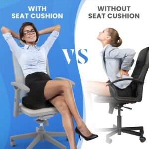 Memory Foam Seat Cushion for Office Chair & Car: Ergonomic Orthopedic Coccyx Pad for Tailbone, Sciatica & Back Pain Relief - Non-Slip Gaming & Travel Pillow