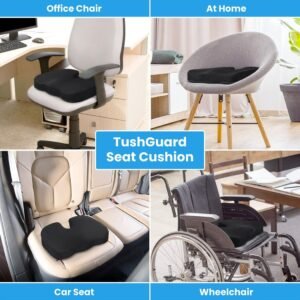 Memory Foam Seat Cushion for Office Chair & Car: Ergonomic Orthopedic Coccyx Pad for Tailbone, Sciatica & Back Pain Relief - Non-Slip Gaming & Travel Pillow