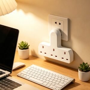 3 Way UK Plug Extension Adaptor - 13A Triple Gang Multi Socket Wall Plug Extender, ree Compact Design for Home & Office