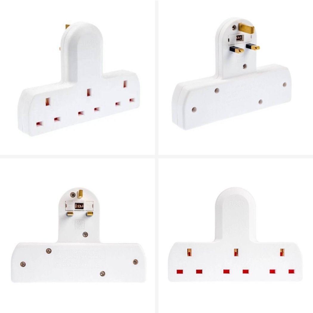 3 Way UK Plug Extension Adaptor