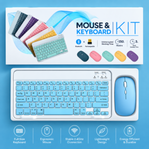 Wireless Keyboard and Mouse Combo – Rechargeable Bluetooth Keyboard Mouse Kit, Slim & Quiet for PC, Laptop & Office