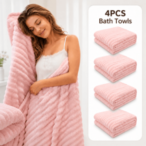 Pink Coral Fleece Bath Towels
