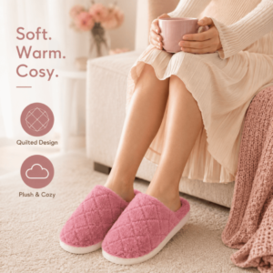 Winter Slippers for Women – Fluffy Warm & Cosy House Slippers, Soft Slip-On Indoor Shoes for Ladies, Bedroom & Lounge Footwear, UK Size 3–4